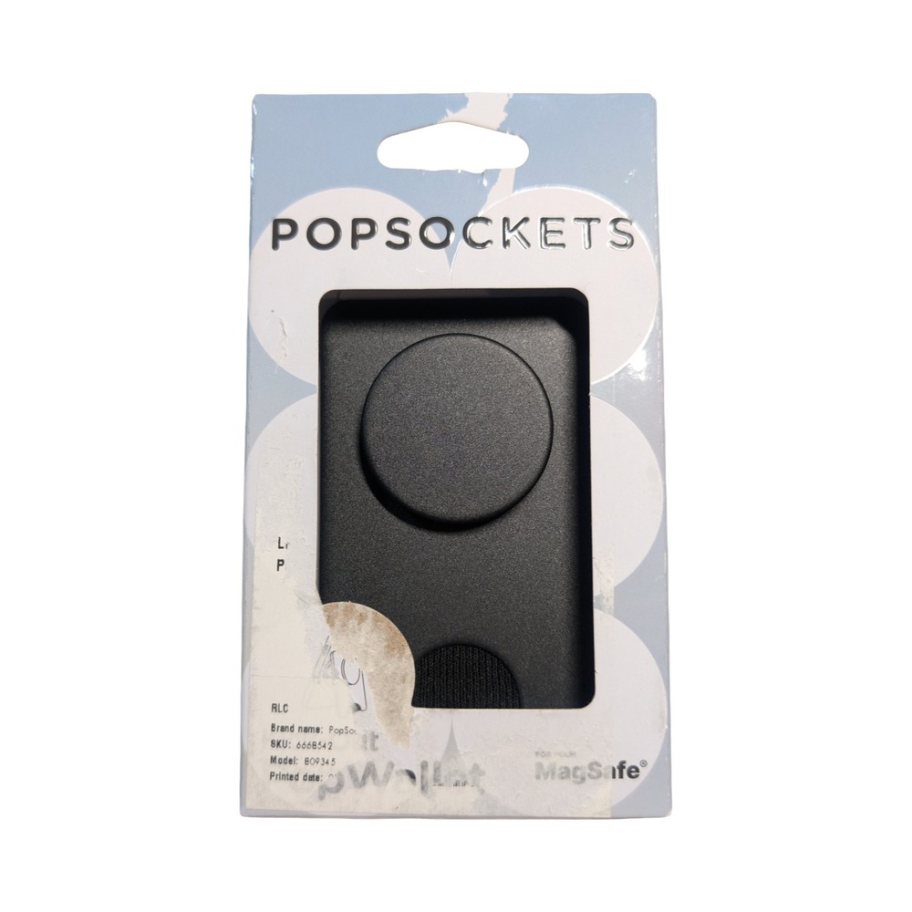 Gg6-O Popsockets Kick-Out PopWallet MagSafe Wallet Phone Grip/Stand - Black